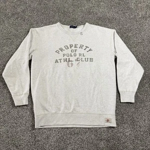 Polo Ralph Lauren Light Grey Crewneck Sweatshirt Athletic Club Stencil Double V - Picture 1 of 7