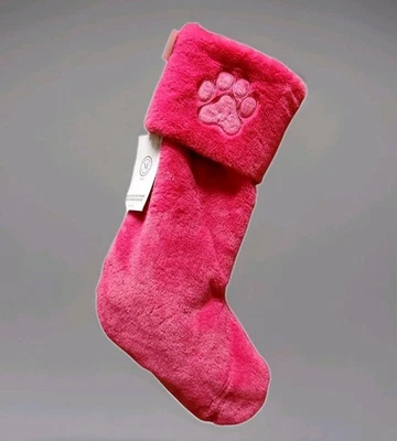 Medias de Navidad Martha Stewart para mascotas piel sintética felpa rojo rosa intenso 22" vacaciones  Foto 1 de 4
