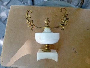 Antique Gilded Bronze & Marble Top Finial For French Marble Column Portico Clock - Picture 1 of 10