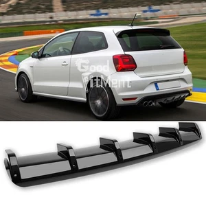 For VW Polo GTI MK5 Glossy Black Rear Bumper Spoiler Splitter Shark Fin Body Kit - Picture 1 of 9