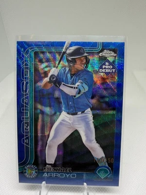 2025 Topps Pro Debut Chrome- Michael Arroyo #PDC-78 Blue Wave Refractor /150 - Image 1 of 2