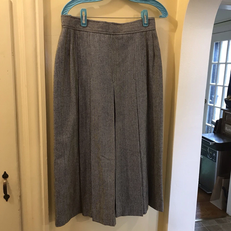 Falda plisada vintage Evan-picone negra/blanca pata de gallo lana preppy tweed pequeña 4 Foto 1 de 4