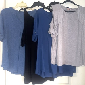 Lote de 4 blusas tops para mujer talla 2X XXL hombro frío manga corta elegante informal túnica - Imagen 1 de 9