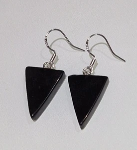 EDELSTEIN OHRHÄNGER ONYX DREIECK PERLEN OHRRINGE  - Bild 1 von 3