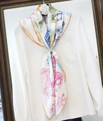 100% Twill Silk Square Scarf Bandanna Women Neckerchief Wrap 35'' animal Print - Изображение 1 из 4