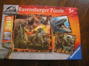 Ravensburger 2018 Box of JURASSIC WORLD 3x49~Pc Jigsaw Puzzles 8x8" Each Age 5+ - Picture 1 of 4