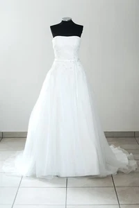 Amélie Brautkleid '5647U' Organza Spitze A-Linie Schnürung creme ivory - Gr. 36 - Bild 1 von 3