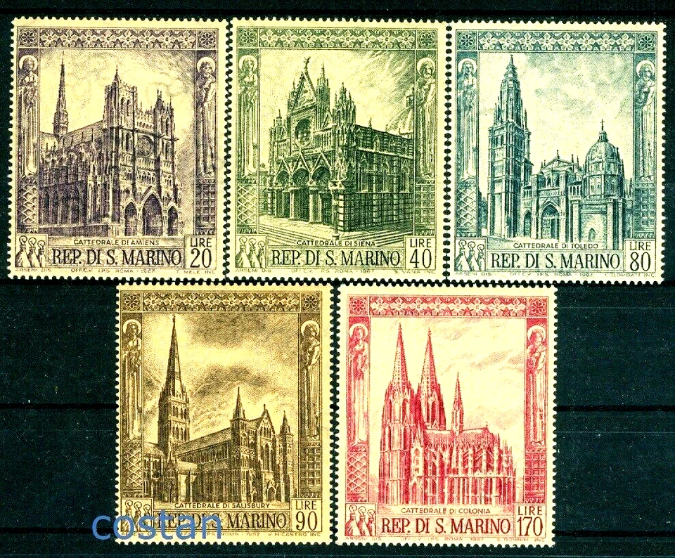 1967 Gothic Cathedrals,Amiens,Sienna,Toledo,Cologne,Salisbury,San Marino,897,MNH - Image 1 of 1