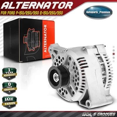 Alternator for Ford F-150 F-250 F-350 F53 E-150 Econoline 130A 12V CW 6-Groove - Image 1 of 4