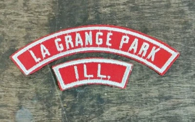 La Grange Park ILL.  BSA Red White Community Strip Patches New Never Sewn - Image 1 of 3