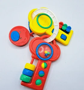 Vintage Plastic Toy Baby Keys Red Yellow Blue Twist Turn Pull - Picture 1 of 5