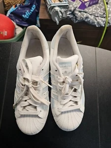 Adidas Superstar Originals Unisex White/Baby Blue FX5533 Youth Size 7.5 - Picture 1 of 12