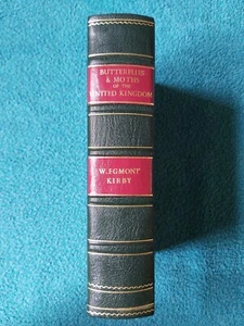 Butterflies & Moths of the United Kingdom, Kirby, rebound half morocco leather - Imagen 1 de 20