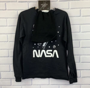 Mighty Fine Nasa Black & White Sweatshirt With Beanie Hat Size Small 2 Piece Set - Picture 1 of 8
