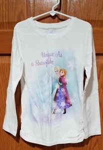 Disney Collection by Tutu Couture Girls L (7/8) Frozen Elsa Ana Long White Shirt - Picture 1 of 6