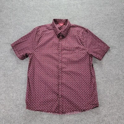 Guess Shirt Mens Large Red Maroon Button Up Slim Fit Summer Beach Casual Preppy - Image 1 of 4