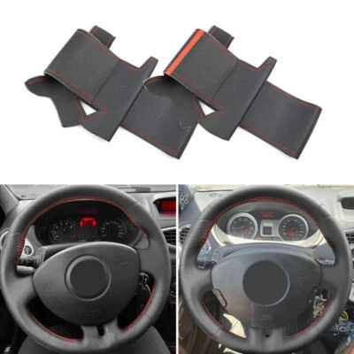 Cubierta de volante de cuero microfibra hágalo usted mismo apta para Renault Clio 3 RS 2005-2013 Foto 1 de 4