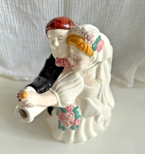 Tetera vintage de novia novio Boston Warehouse EE. UU. 1994 figura pareja de boda - Imagen 1 de 9