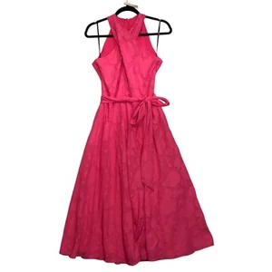 Tahari ASL fuchsia ärmellos Neckholder Ballkleid Kleid Blumenstruktur Damengröße 4 - Bild 1 von 8