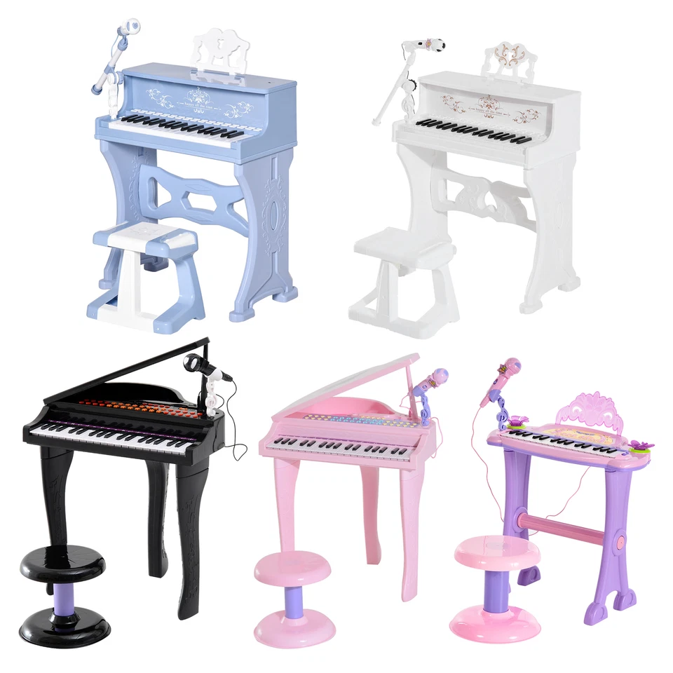 37/32 Key Kids Electronic Keyboard Mini Grand Piano Stool Microphone Musical Toy