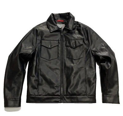 Chaqueta de moto Michael Kors de cuero sintético negra para hombre - talla pequeña - venta al por menor $226 Foto 1 de 4