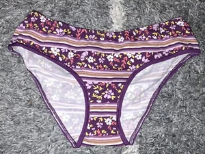 NEU VS Vintage geraffter Rücken Baumwolle Hiphugger Höschen Medium Kir gestreift Blumen - Bild 1 von 3