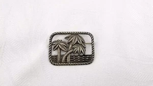 DE COLECCIÓN ESTERLINA Danecraft PALMERA PLAYA ESCENA BROCHE PRENDEDOR SELLO ERROR  - Imagen 1 de 7