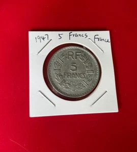 1947 5 FRANCS FRANCE COIN - NICE WORLD COIN !!! - Picture 1 of 2