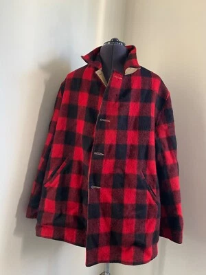 Vintage 1930s 1940s Reversible Buffalo Plaid Coat Size 44 - Image 1 of 4
