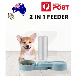 Pet Dog Cat Automatic 2 in 1 Water & Food Feeder Puppy Pet Bowl New - Picture 1 of 7