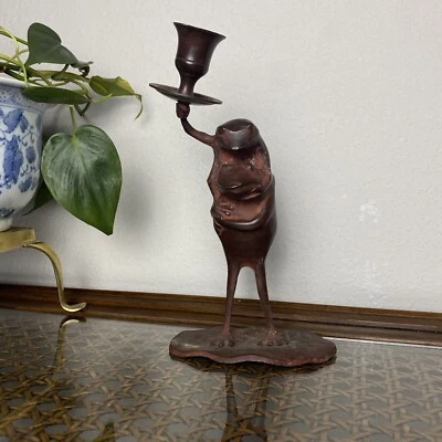 Castiçal vintage de bronze para sapo - Imagem 1 de 4