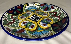 Vintage Mexican Svenelas Hand Painted Pottery 9.5 in Wall Hanging Plate Signed - Picture 1 of 6