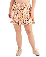 allbrand365 designer Womens Plus Size Printed Tiered Skort Swirl Peachberry 2X