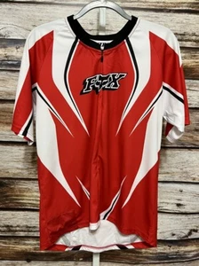 Fox Racing Cycling Jersey Men’s Sz Large Bicycle Shirt Red White - Picture 1 of 9