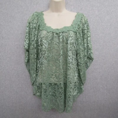Camisa Rue21 Para Mujer X Grande Verde Encaje Manga Corta Cuello Redondo Informal Preppy Elegante Foto 1 de 4