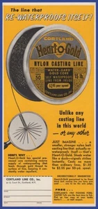 Vintage 1957 HERZ O GOLD Nylon Angeln Casting Line Kunst Dekor Druck Werbung 1950er - Bild 1 von 1