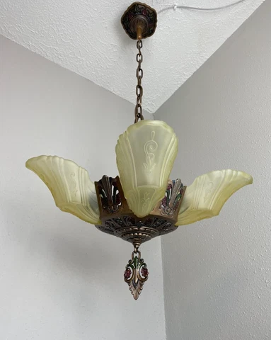 1930s Art Deco 5 Light Slip Shade Fixture Cover