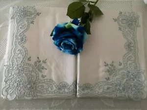 Rich sheet in pure linen with carving embroidery handmade - Picture 1 of 12