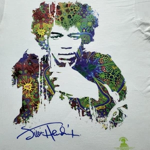 (L) Langarmshirt weiß Jimi Hendrix flüssigblau Herren Large - Bild 1 von 9