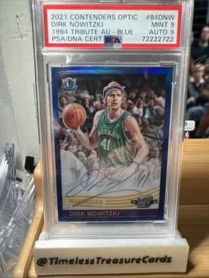 2021 Contenders Optic Dirk Nowitzki 1984 Tribute on card Auto Blue /25 PSA 9   - Image 1 of 2