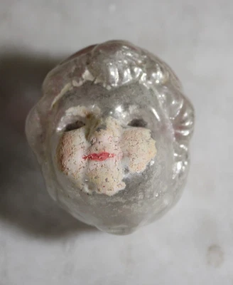 Antique Vintage Glass Red Hood Riding Girl Head Christmas Ornament Germany - Image 1 of 3