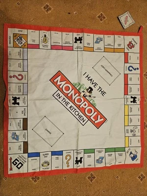 NEW Hasbro Gaming Bio World Monopoly Gameboard Tea Towel Rare - Image 1 of 4