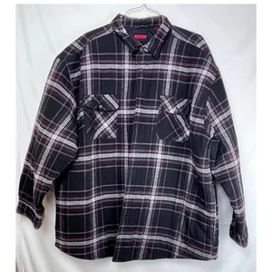 Wolverine Men's 3XLT Red/Black Long Sleeve Quilted Lined Button Flannel Shacket - Picture 1 of 8