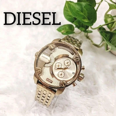 Relógio masculino DIESEL Little Daddy DZ-7287 cronógrafo ouro quartzo analógico funcionando - Imagem 1 de 4