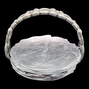 Vintage Rodney Kent Set of 8 Hammered Aluminum Coasters with Caddy - Picture 1 of 10