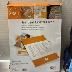 GBC HeatSeal Crystal Clear Letter Size Laminating Pouches 10 Mil 50 Pack - Picture 1 of 2