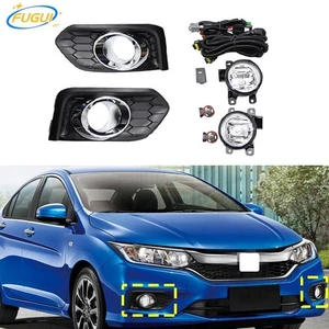 Front Fog Lamps Light w/Grille Cover Wiring Kits For Honda City 2017 2018 - Picture 1 of 3