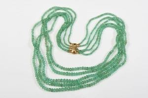 N93W22- Cadena de esmeralda de 5 filas con hebilla de oro 585 14kt - Imagen 1 de 12