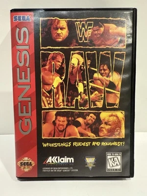 WWF Raw Wrestling (Sega Genesis 1994) Game Cartridge and Box - No Manual -Tested - Image 1 of 4