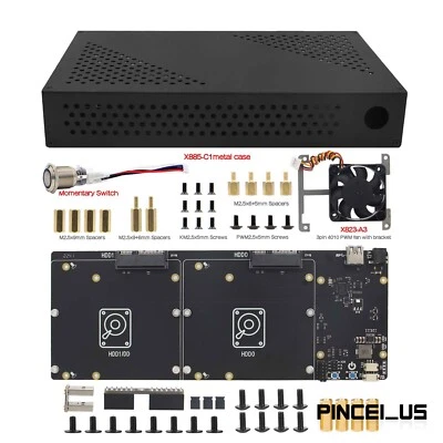 NASPi-Gemini 3.5 NAS Storage Kit with Shield Metal Shell for Raspberry Pi 4 pe66 - Image 1 of 3